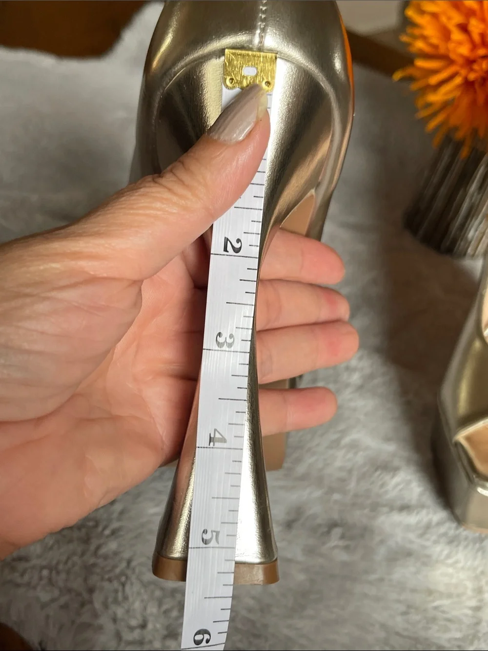 Qupid Metallic Gold Peep-Toe Platform Heels